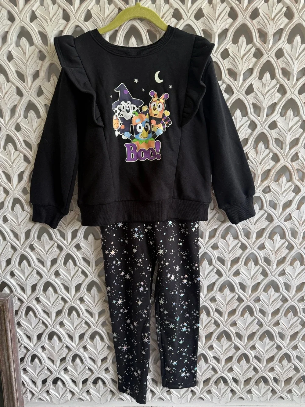 Bluey Girls Halloween Sweatshirt + NWT Star Leggings Outfit Size 6/6X